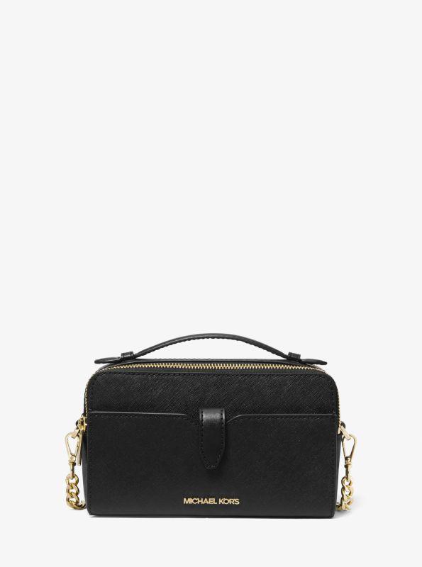 michael_kors Jet Set Medium Saffiano Leather Smartphone Double-Zip Crossbody Bag