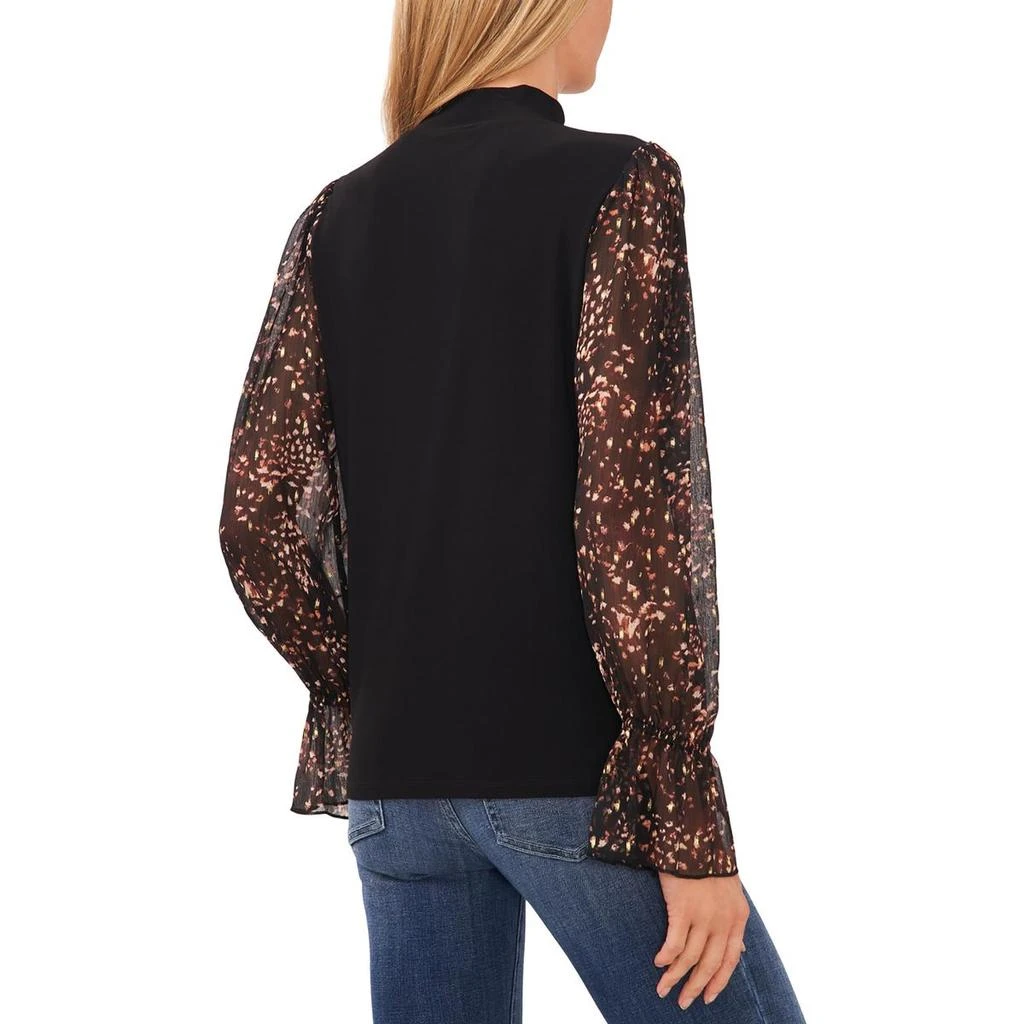 CeCe Womens Printed Metallic Turtleneck Top 2