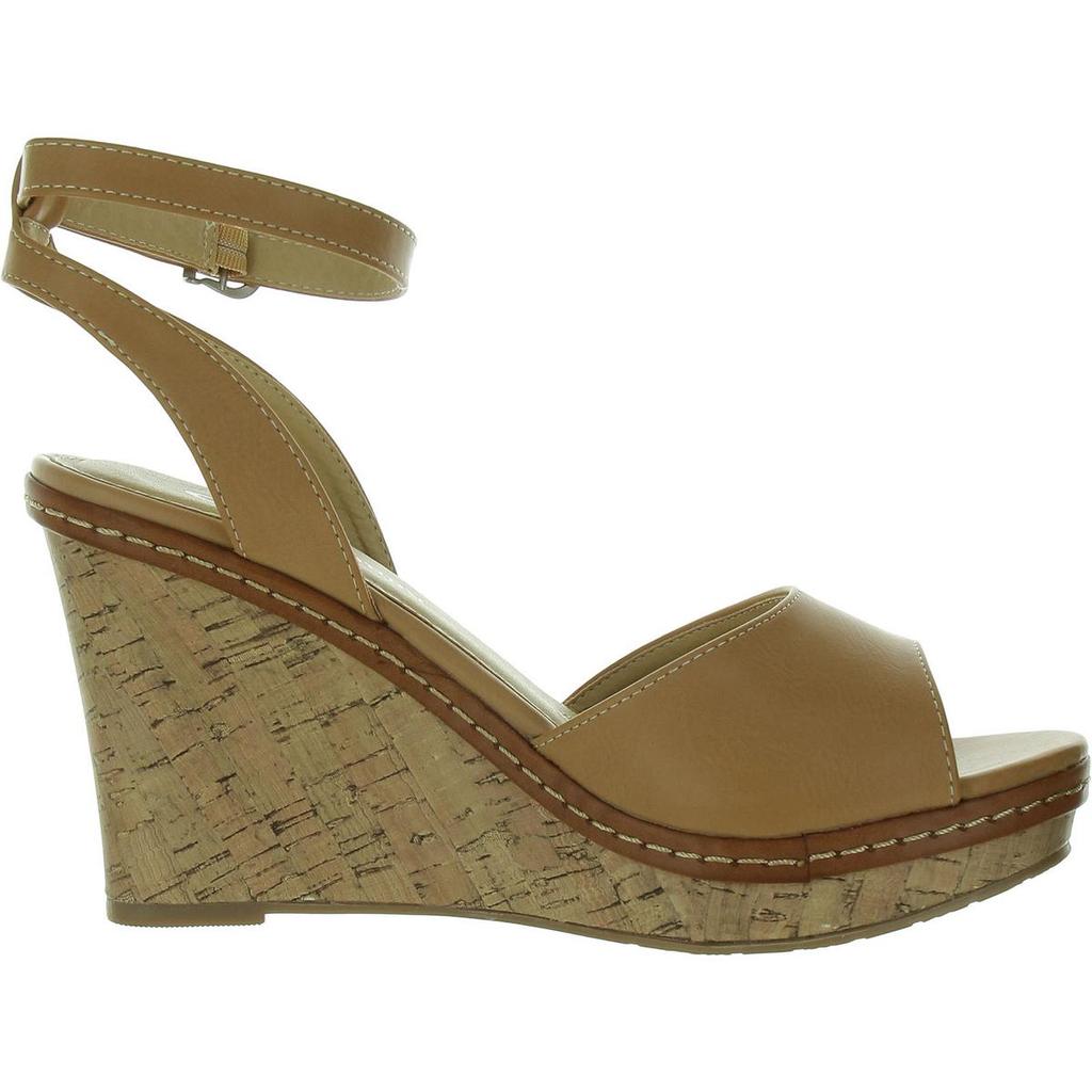 CL By Laundry Womens Faux Leather Open Toe Wedge Sandals
