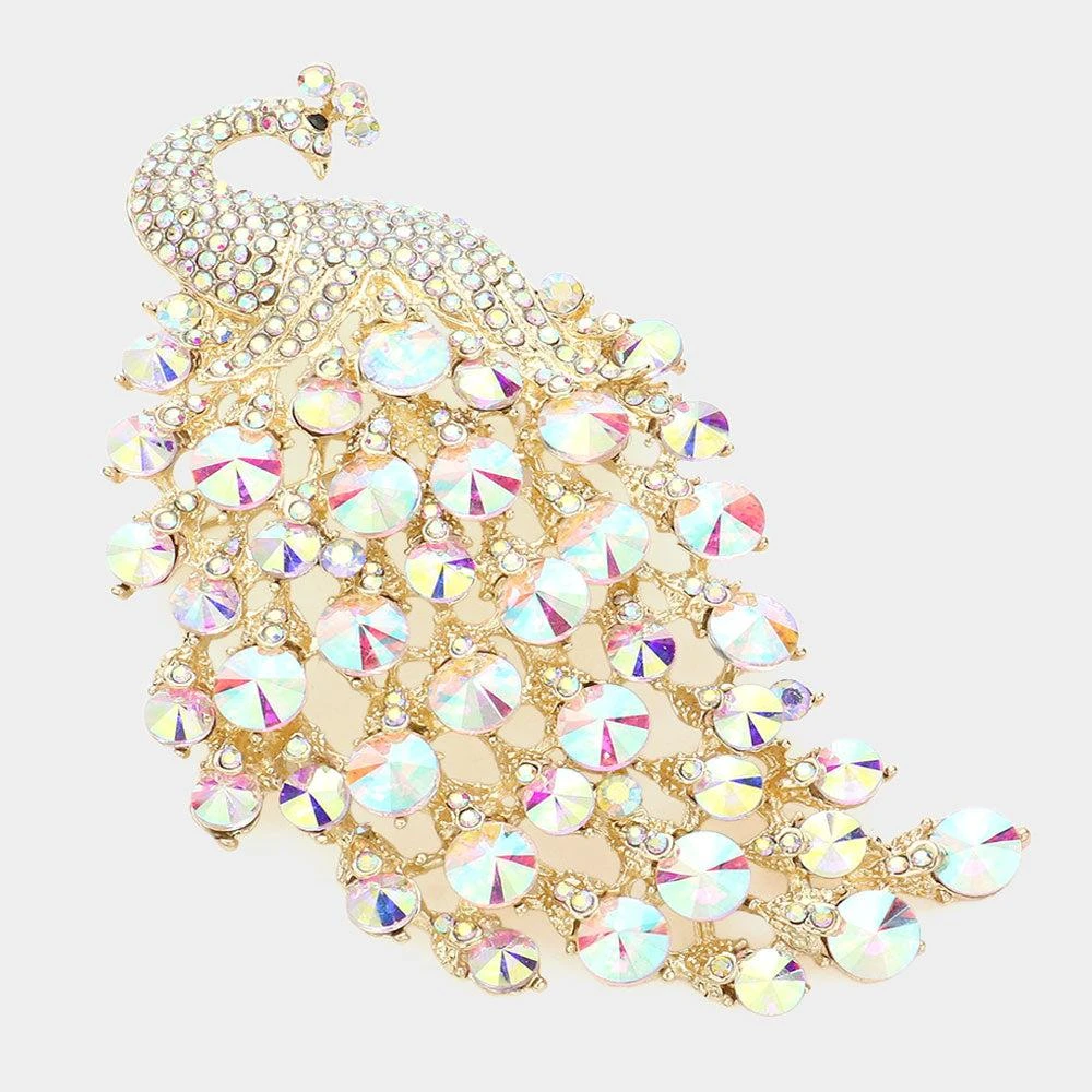 FASHNZFAB Bubble Stone Cluster Peacock Pin Brooch 3