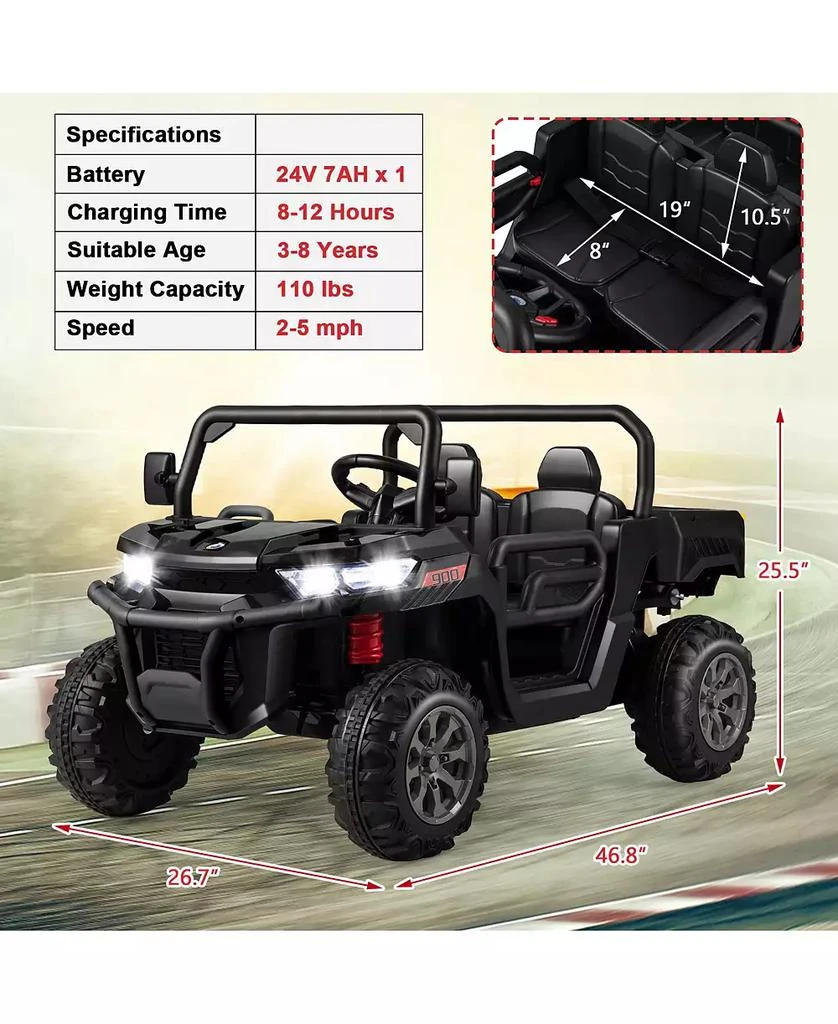 Mecale 24V Ride On Kids Car with Dump Bed and Remote Control 3