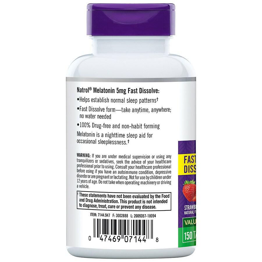 Natrol Melatonin 5mg, Fast Dissolve Extra Strength Tablets