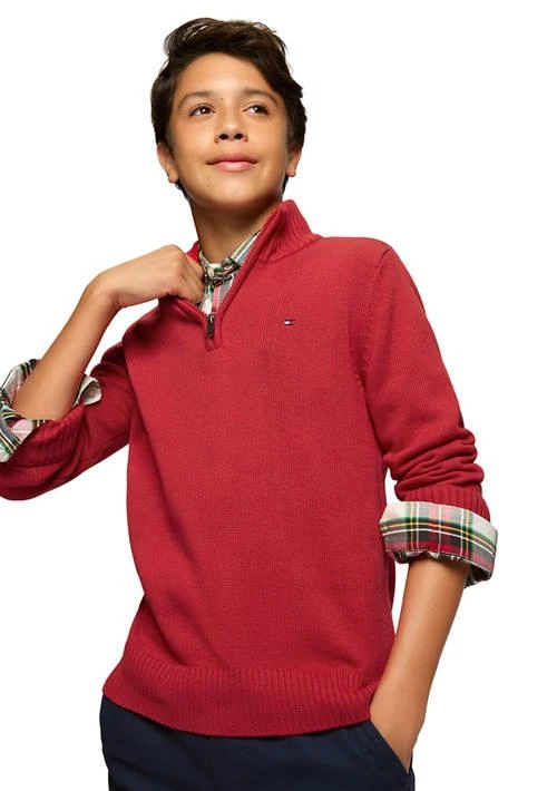 Tommy Hilfiger Hilfiger Boys 8 20 1 4 Zip Solid Sweater Knit Pullover 1