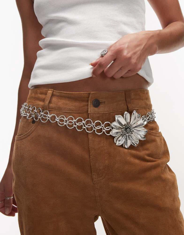 Mango Mango flower chain belt in silver 1