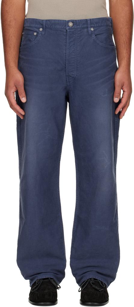 VisVim Navy Fluxus 01 Wide G.Cords Trousers - Jeans - BeyondStyle