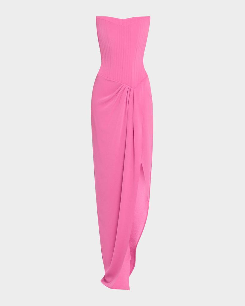 Alex Perry Strapless Corset Asymmetric Crepe Gown