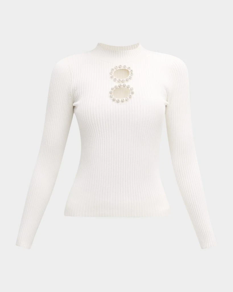 Milly Crystal-Embellished Cutout Knit Top 1