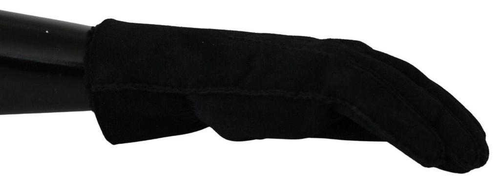 Dolce & Gabbana Dolce & Gabbana Black Leather Motorcycle Biker Mitten Gloves