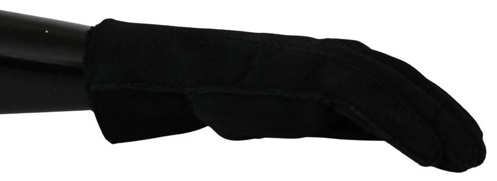 Dolce & Gabbana Dolce & Gabbana Black Leather Motorcycle Biker Mitten Gloves 1