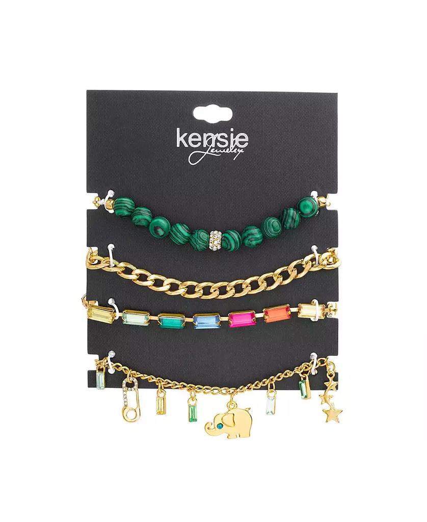 Kensie Mixed Chain Elephant Star Rainbow Charm Beaded Bracelet Set