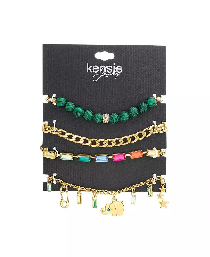 Kensie Mixed Chain Elephant Star Rainbow Charm Beaded Bracelet Set 2