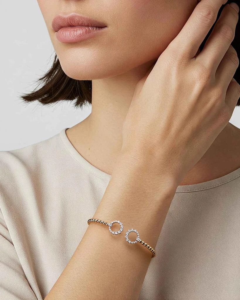 Gabriel 
Co 14K Yellow Gold Bujukan and Diamond Circle Open Bangle Bracelet 2