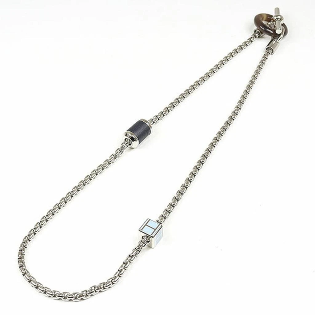 Hermes Horn  Palladium Swift Leather Necklace (Pre-Owned) 1