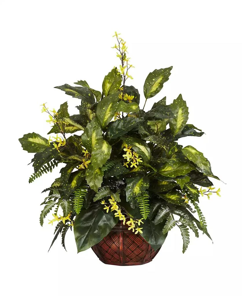 NEARLY NATURAL Forsythia and Mixed Greens Silk Plant 1