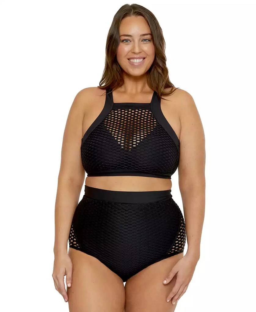 Becca Plus Size Castaway Textured High-Neck Bikini Top 3