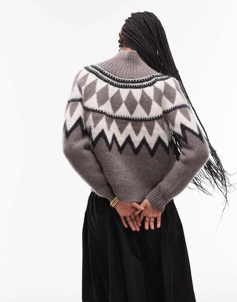 ALL SAINTS AllSaints Tura fairisle jumper in grey 3