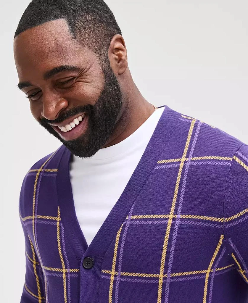 Club Room Men's Cotton Windowpane-Plaid Cardigan Sweater, Exclusively at Macy's 6