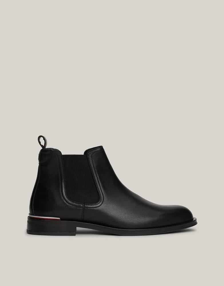Tommy Hilfiger Tommy Hilfiger Leather signature tape chelsea boots in black 1