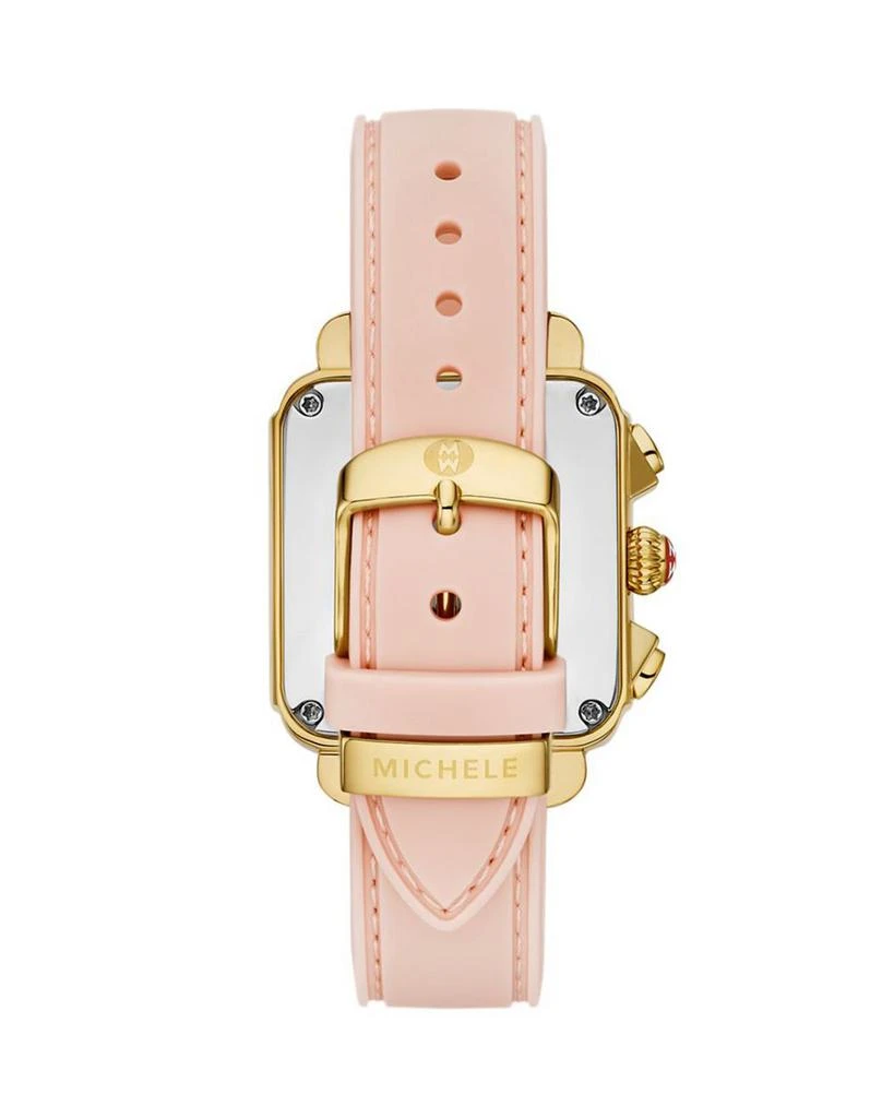 Michele Deco Sport Chronograph 18K Gold Plated Ballet Pink Silicone Watch, 34mm x 36mm 3