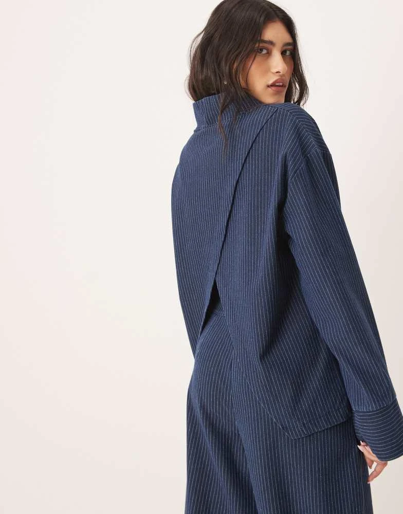 ASOS ASOS DESIGN denim look funnel neck long sleeve top 2