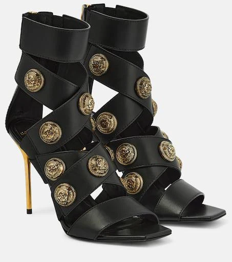 Balmain Alma embellished leather sandals 1