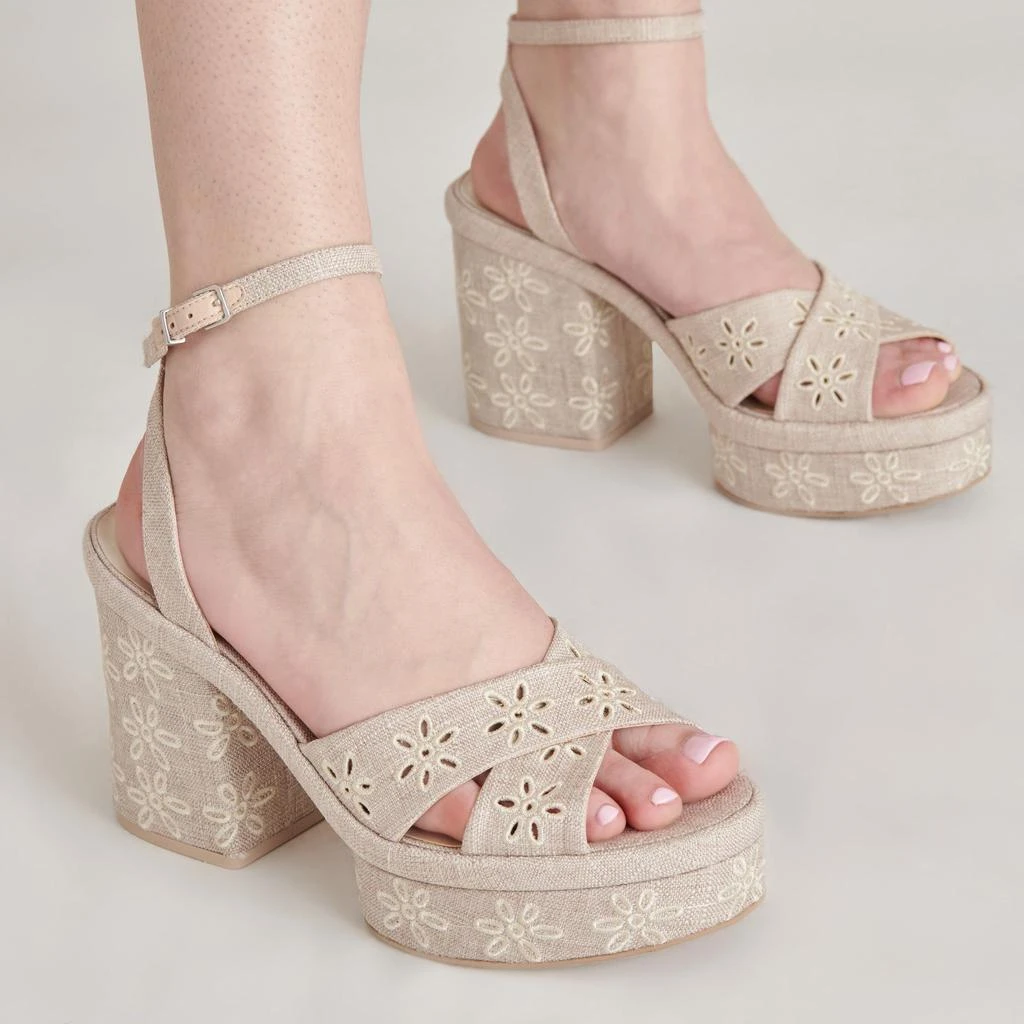 Dolce Vita Laisha Heels Almond Floral Eyelet 6