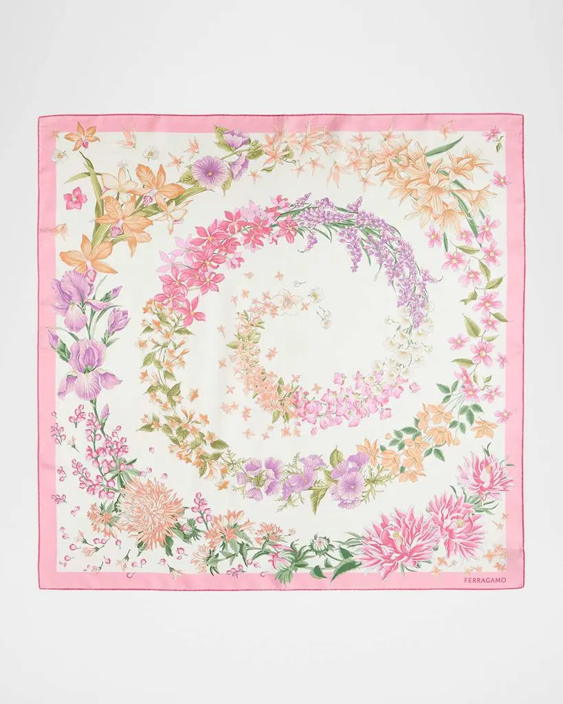 Salvatore Ferragamo Spring-Print Silk Scarf