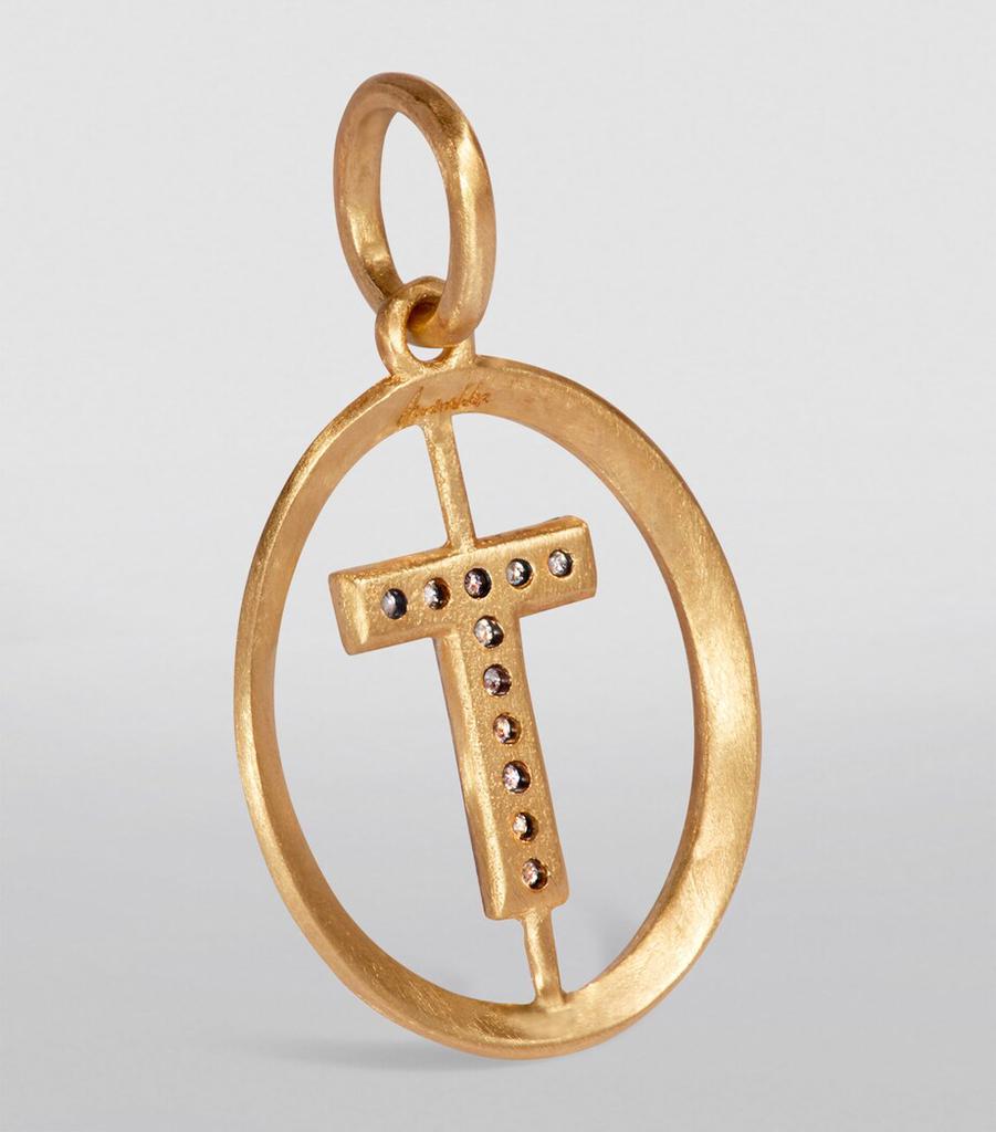 Annoushka Yellow Gold and Diamond Initial T Pendant