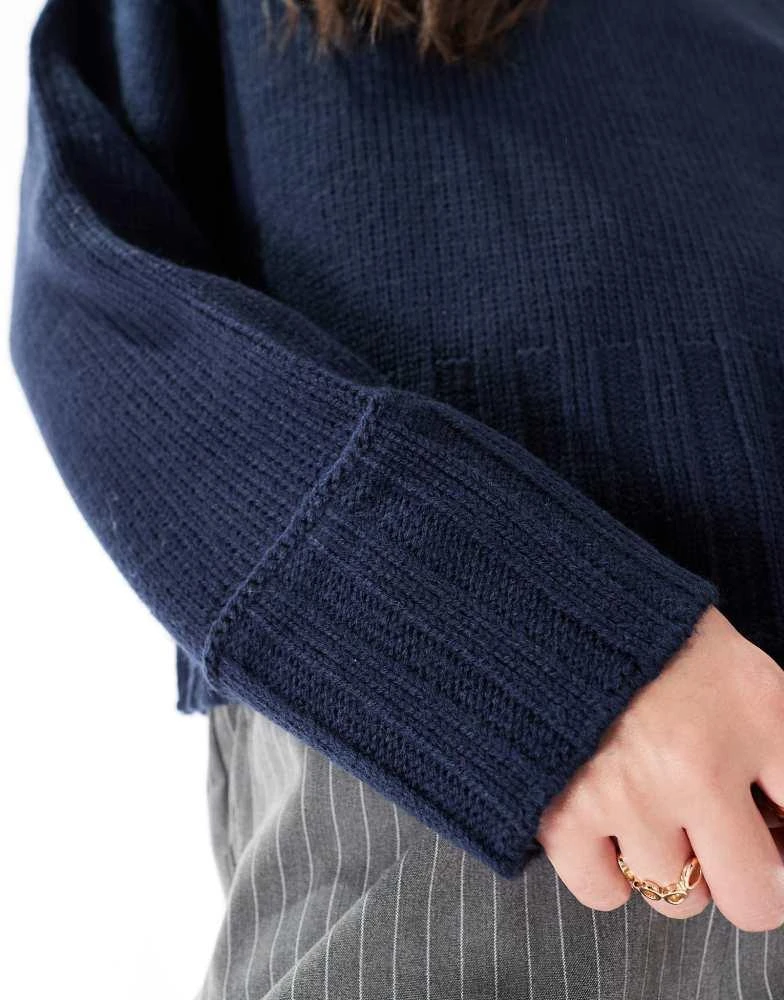 ASOS ASOS DESIGN clean crew neck jumper in navy 4