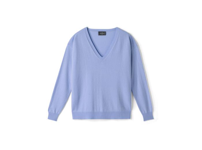 Eric Bompard Pull col V ample - Femme - BLEU AQUARELLE
