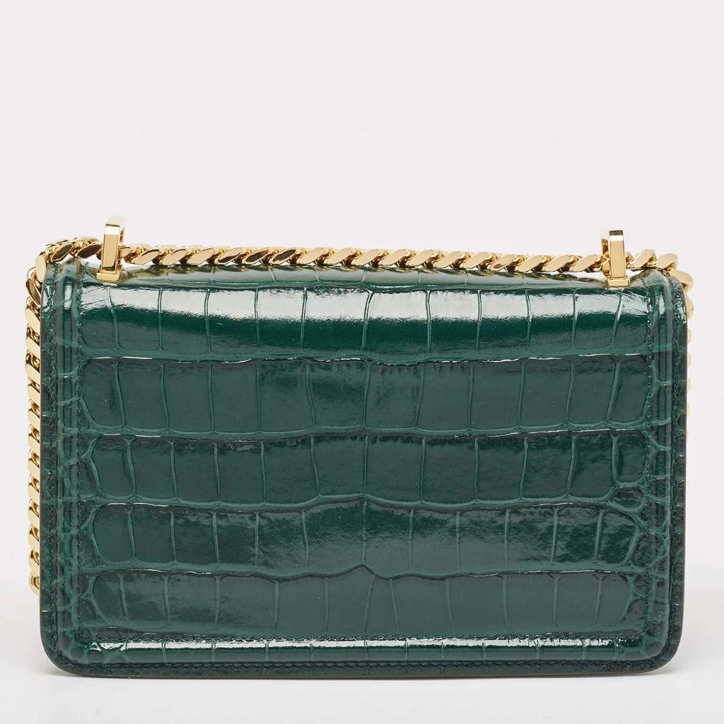 Burberry Burberry Green Croc Embossed Patent Leather TB Elongated Chain Bag 4