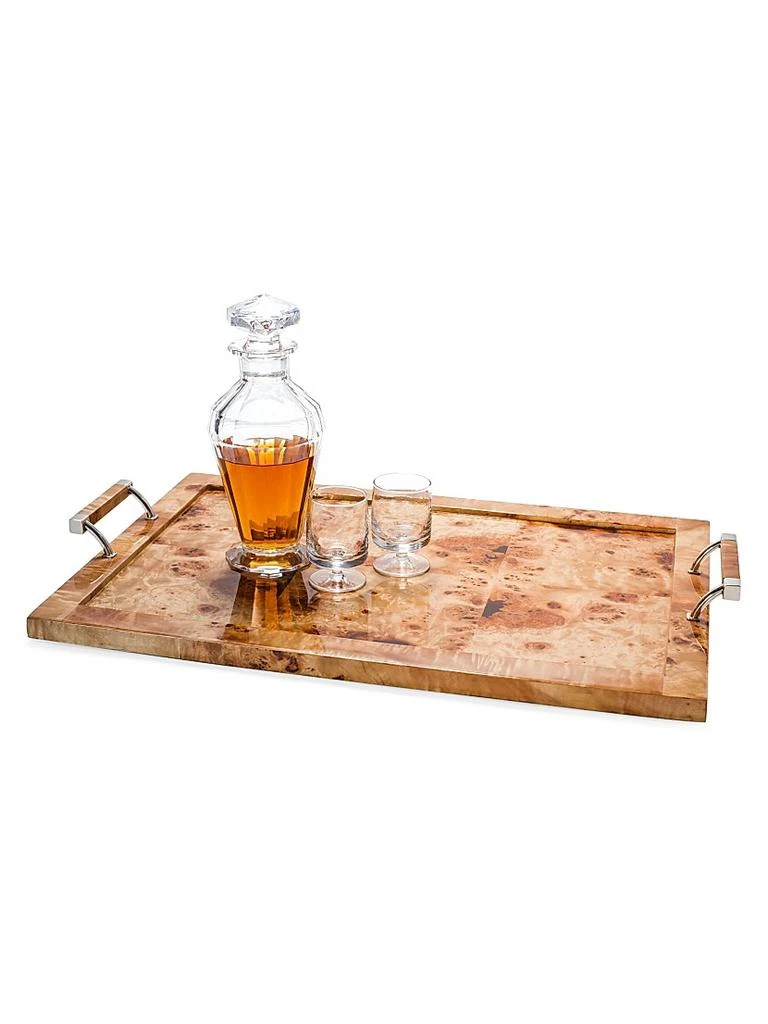 LADORADA Burl Veneer, Wood & German Silver Serving Tray 2