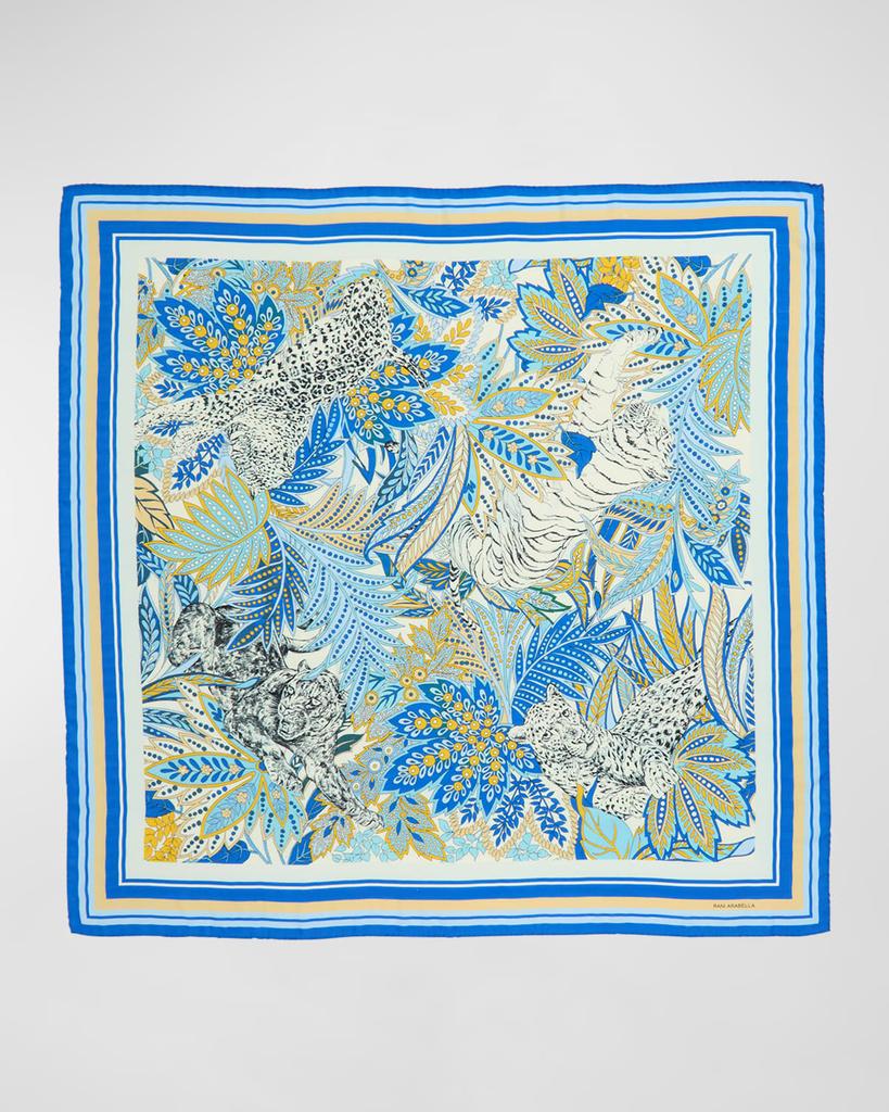 Rani Arabella Amazonia Cobalt Cashmere-Blend Scarf