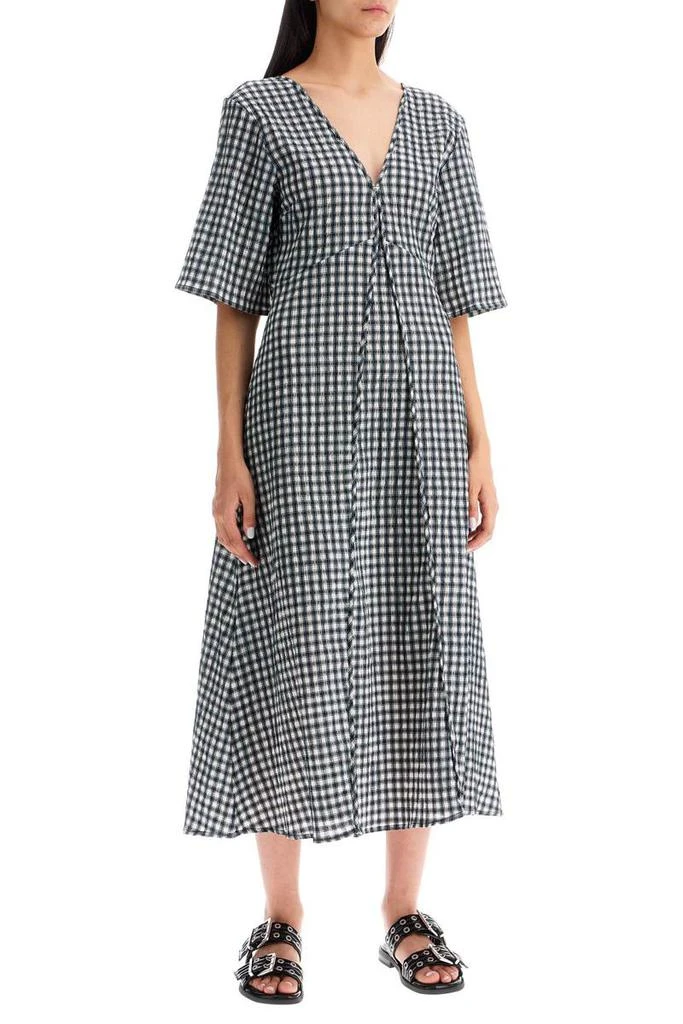 Ganni midi seersucker check dress 2
