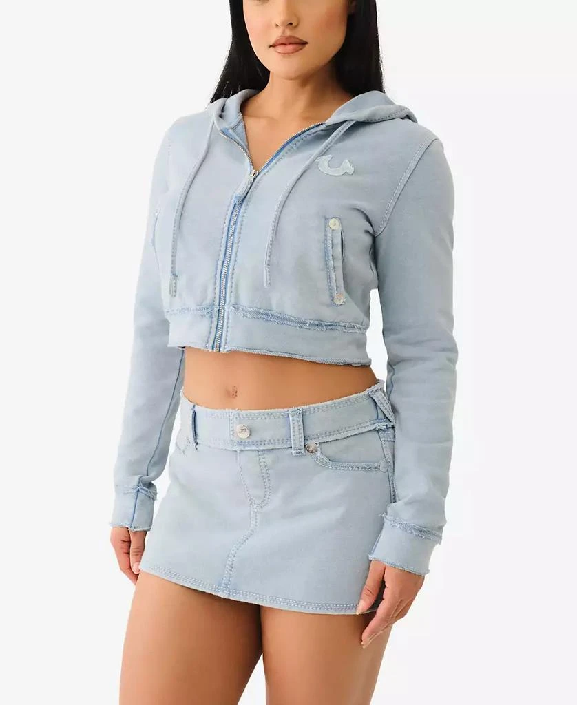 True Religion Women's Washed Raw Edge Big T Hoodie Sweatshirt 3