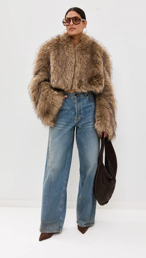 AWAKE MODE Rounded Sleeve Cropped Faux Fur Jacket 4