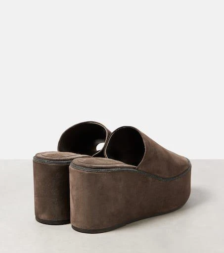 Brunello Cucinelli Monili suede wedge mules 2