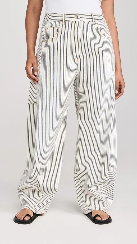 Tibi Stone Washed Striped Denim Sid Jeans 9