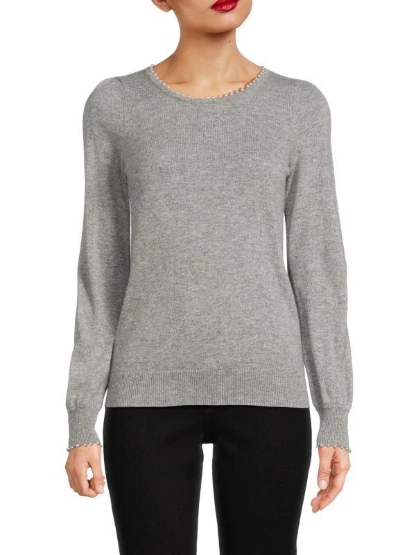Sofia Cashmere Pearl Studded Cashmere Sweater 1