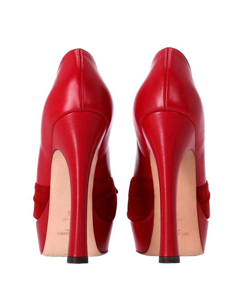 Yves Saint Laurent Yves  Palais 105 Bow Pumps in Red Leather 4