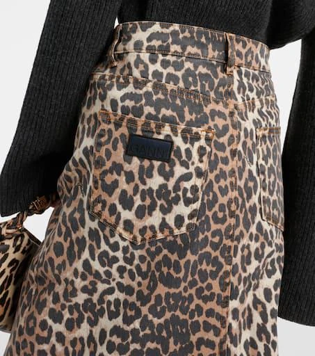 Ganni Leopard-print denim maxi skirt 6