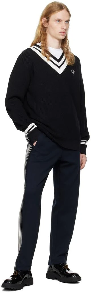 Fred Perry Black Striped Trim V-Neck Sweater 4