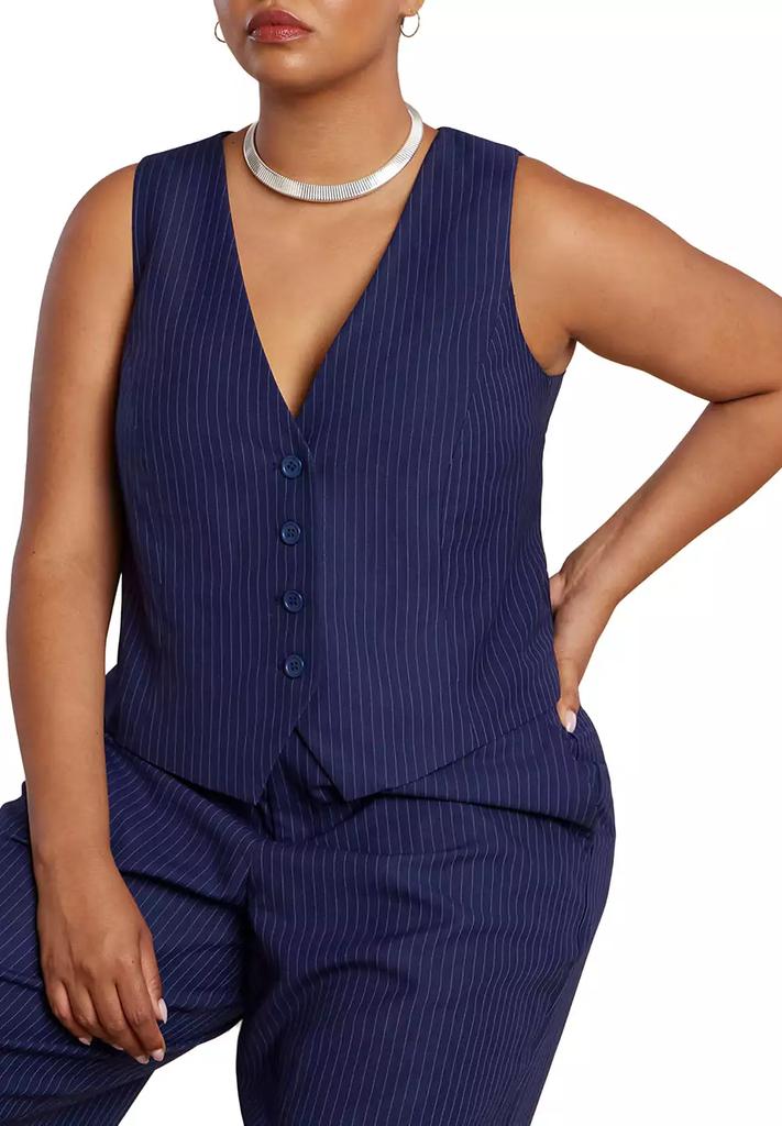 ELOQUII Women's Plus Size Pinstripe Suit Vest