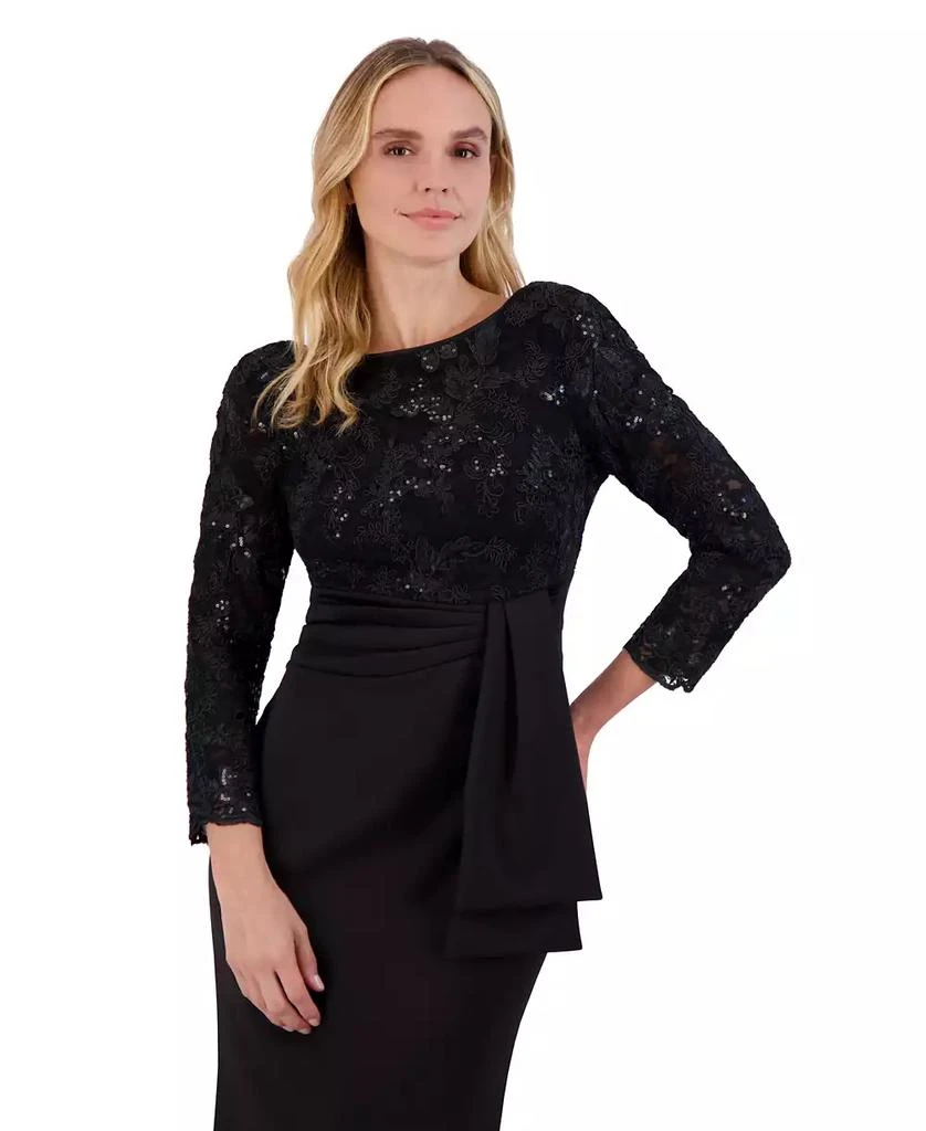 Eliza J Women's Floral-Sequin 3/4-Sleeve Boat-Neck Gown 3