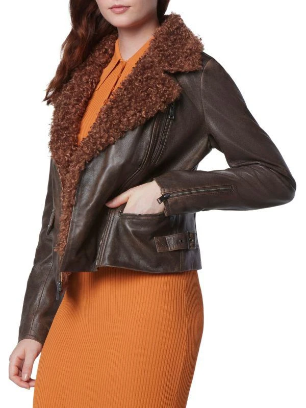 Andrew Marc Paley Leather & Faux Fur Moto Jacket 3