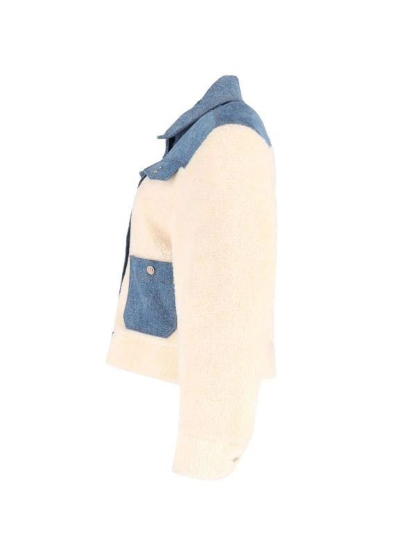 Maje Maje Bamia Denim Trim Faux Fur Jacket In Cream Wool 3