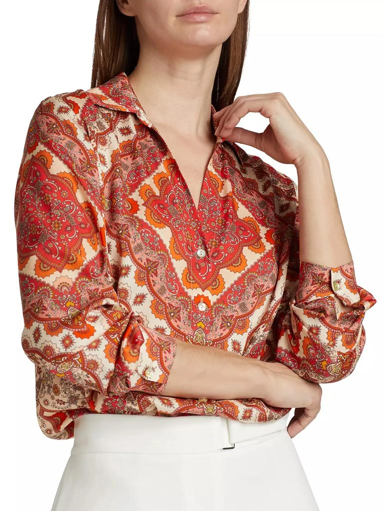 Elie Tahari Printed The Madeline Stretch Silk Blouse 6