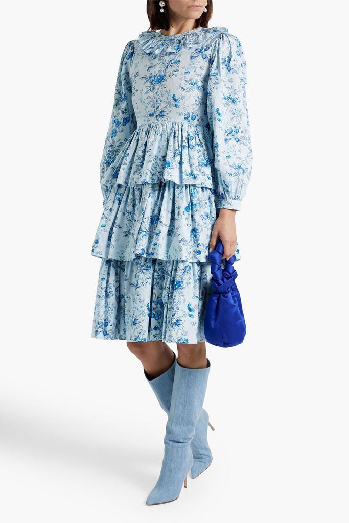 BATSHEVA Welsh tiered floral-print cotton-poplin dress