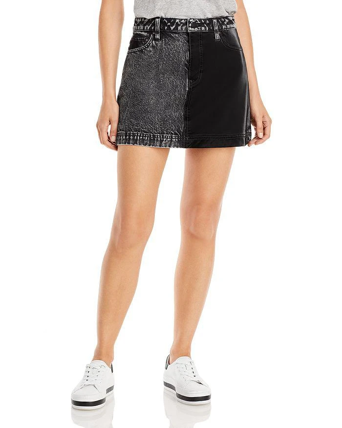 Alice + Olivia Austin Vegan Leather Denim Skirt 1