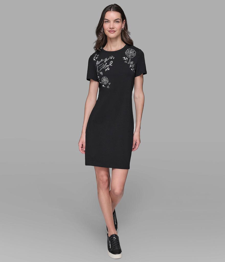 Karl Lagerfeld Paris FLORAL SPARKLE T-SHIRT DRESS